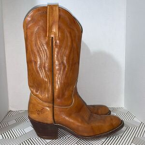 Frye Women’s 7.5AA All Leather Cowboy Boots Brown Western Pull On Made in USA